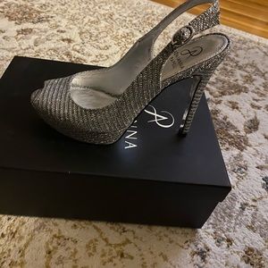 New Adrianna Papell silver heels